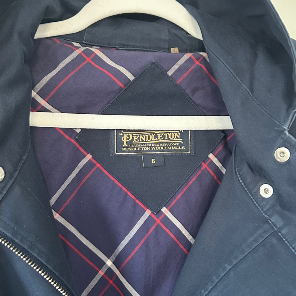 Pendleton Navy Plaid Lined Rain Jacket - image 6